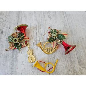 Tuba horn guitar ornaments set lot gold red